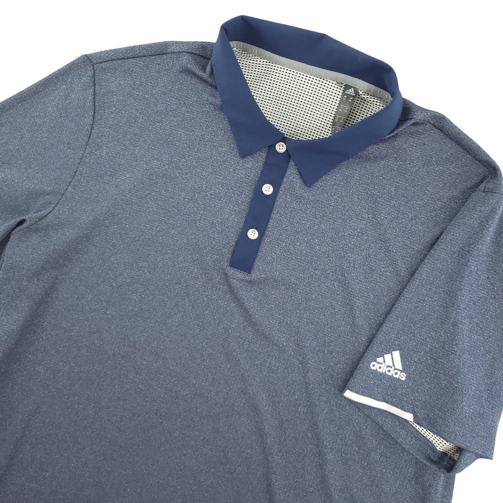 Adidas HEAT.RDY Polo Shirt Mens 2XL Blue Solid Golf Performance Stretch Top‎